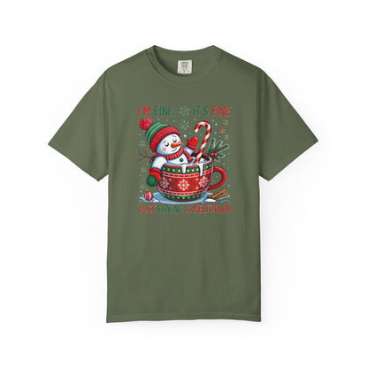 Holiday Snowman T-Shirt — "I'm Fine, It's Fine, Just Having a Meltdown" Christmas Graphic Tee