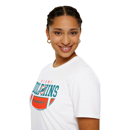 Miami Dolphins Retro Softstyle T-Shirt, Casual Sportswear, Game Day Apparel, Unisex Tee, Football Fan Gift