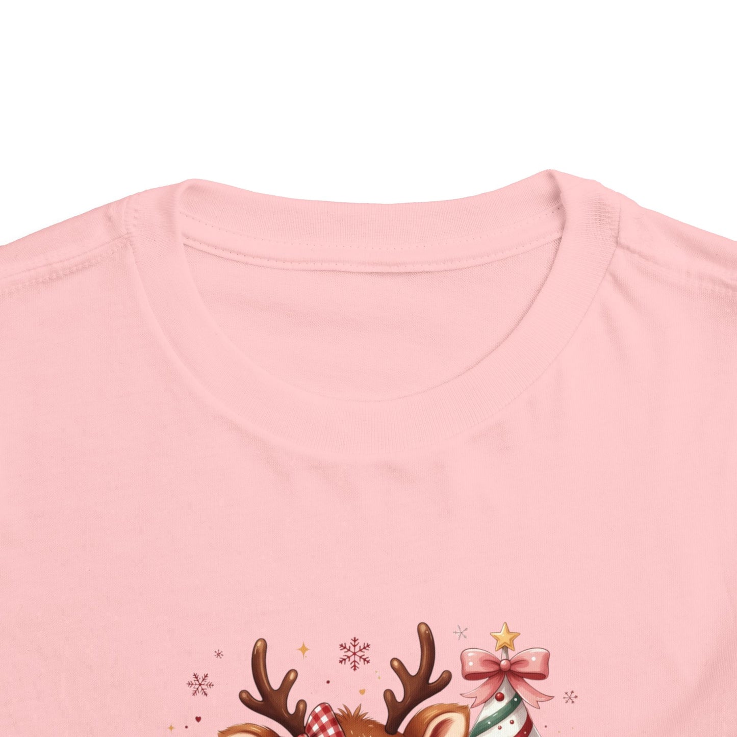Personalized Toddler Tee - Cute Reindeer Christmas Name Shirt