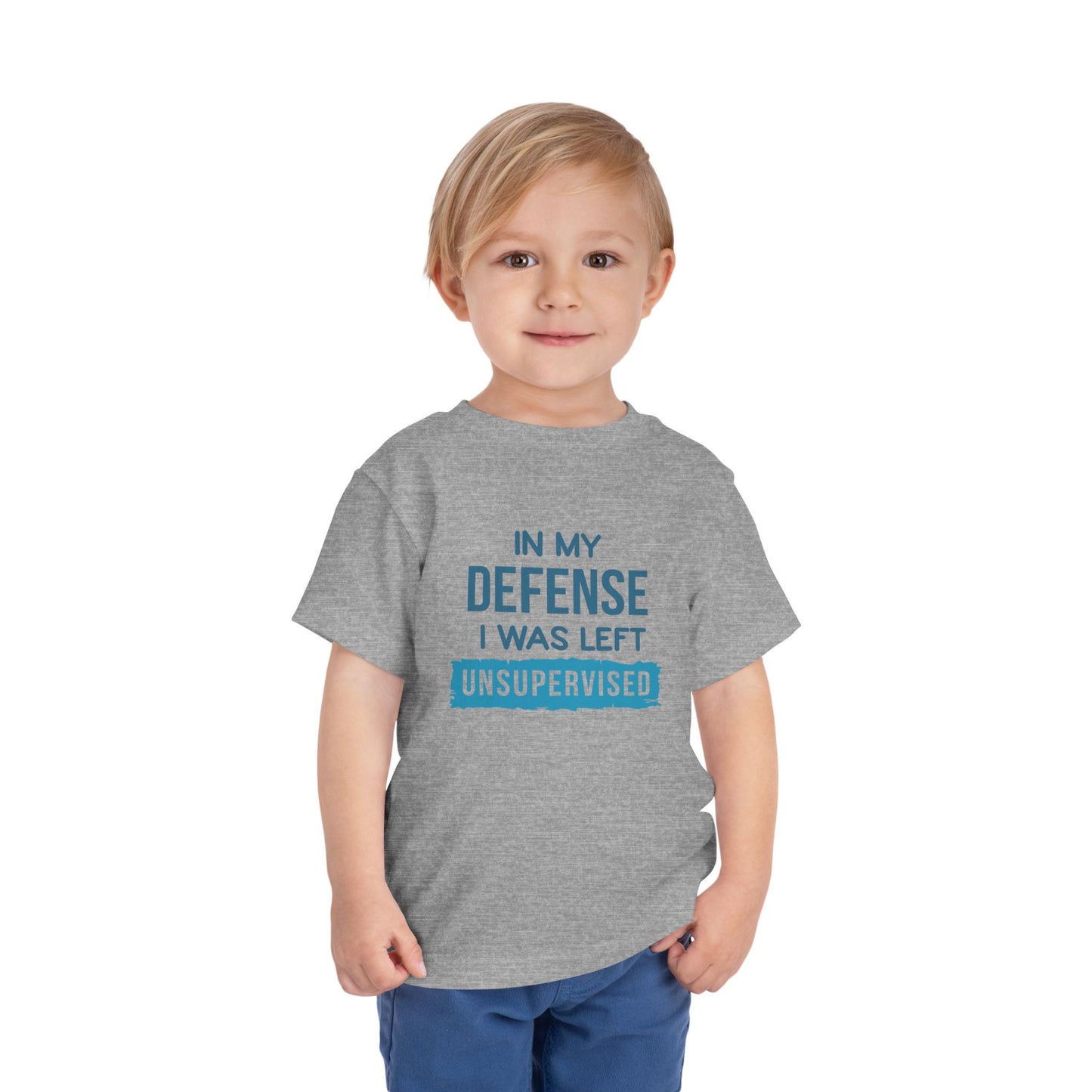 Funny Toddler Tee - "In My Defense I Was Left Unsupervised" - Cute Gift for Kids, Birthday, Fun Playwear, Parent Humor