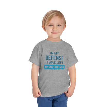 Funny Toddler Tee - "In My Defense I Was Left Unsupervised" - Cute Gift for Kids, Birthday, Fun Playwear, Parent Humor