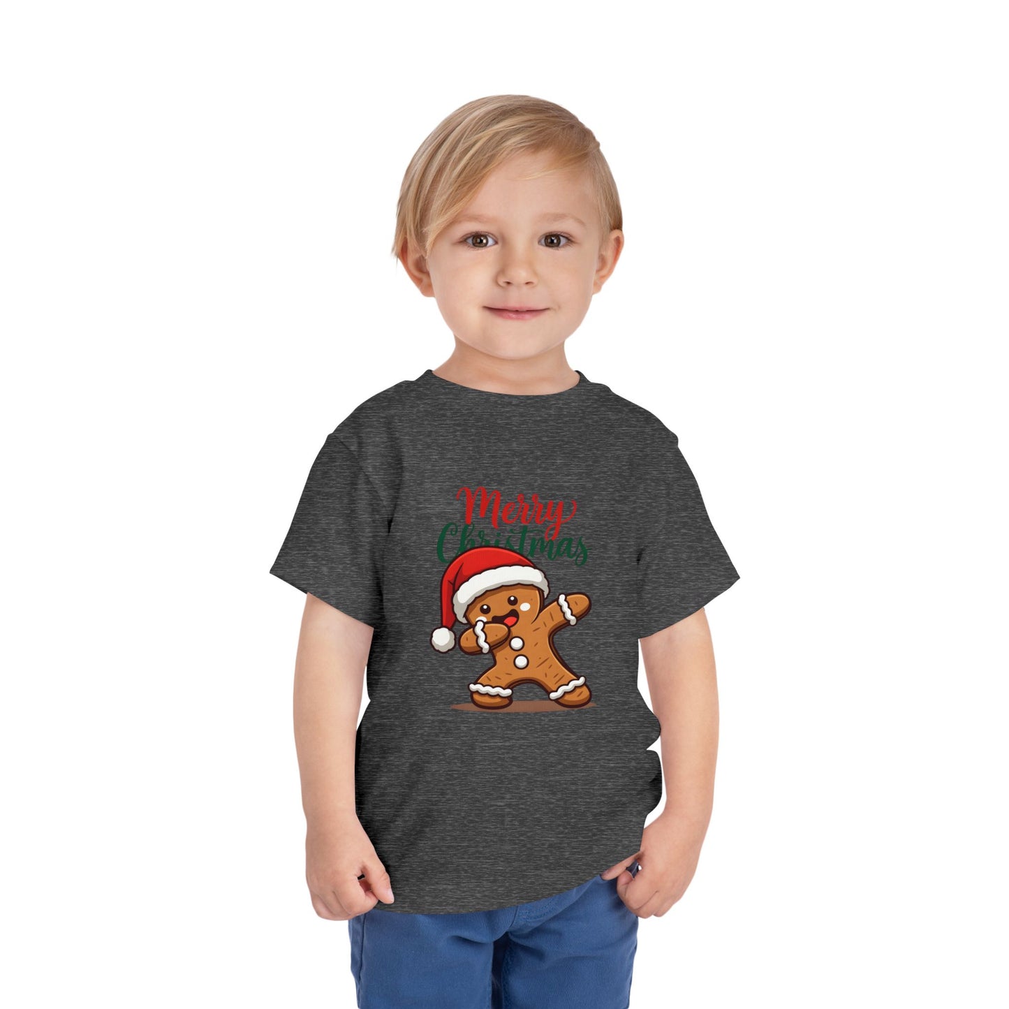 Toddler Christmas Tee — Dabbing Gingerbread with "Merry Christmas"