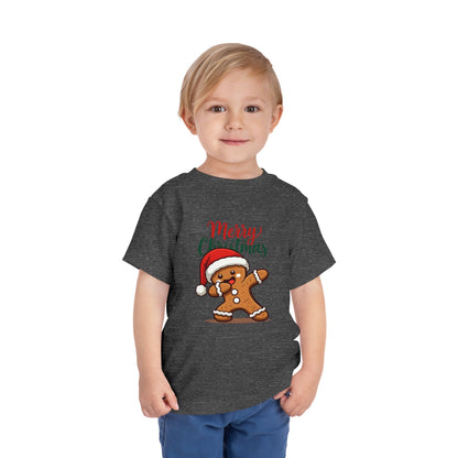 Toddler Christmas Tee — Dabbing Gingerbread with "Merry Christmas"