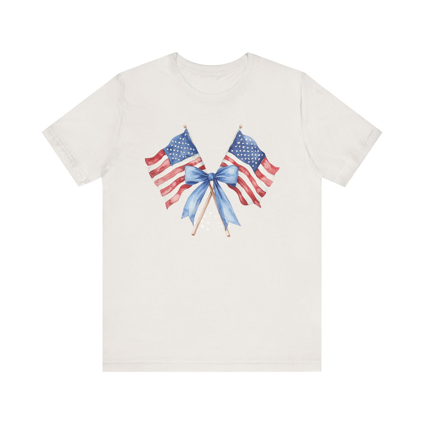 Patriotic Tee with Two American Flags and Bow, Independence Day Shirt, Fourth of July Outfit, Summer BBQ Apparel, Unisex T-Shirt for [...]