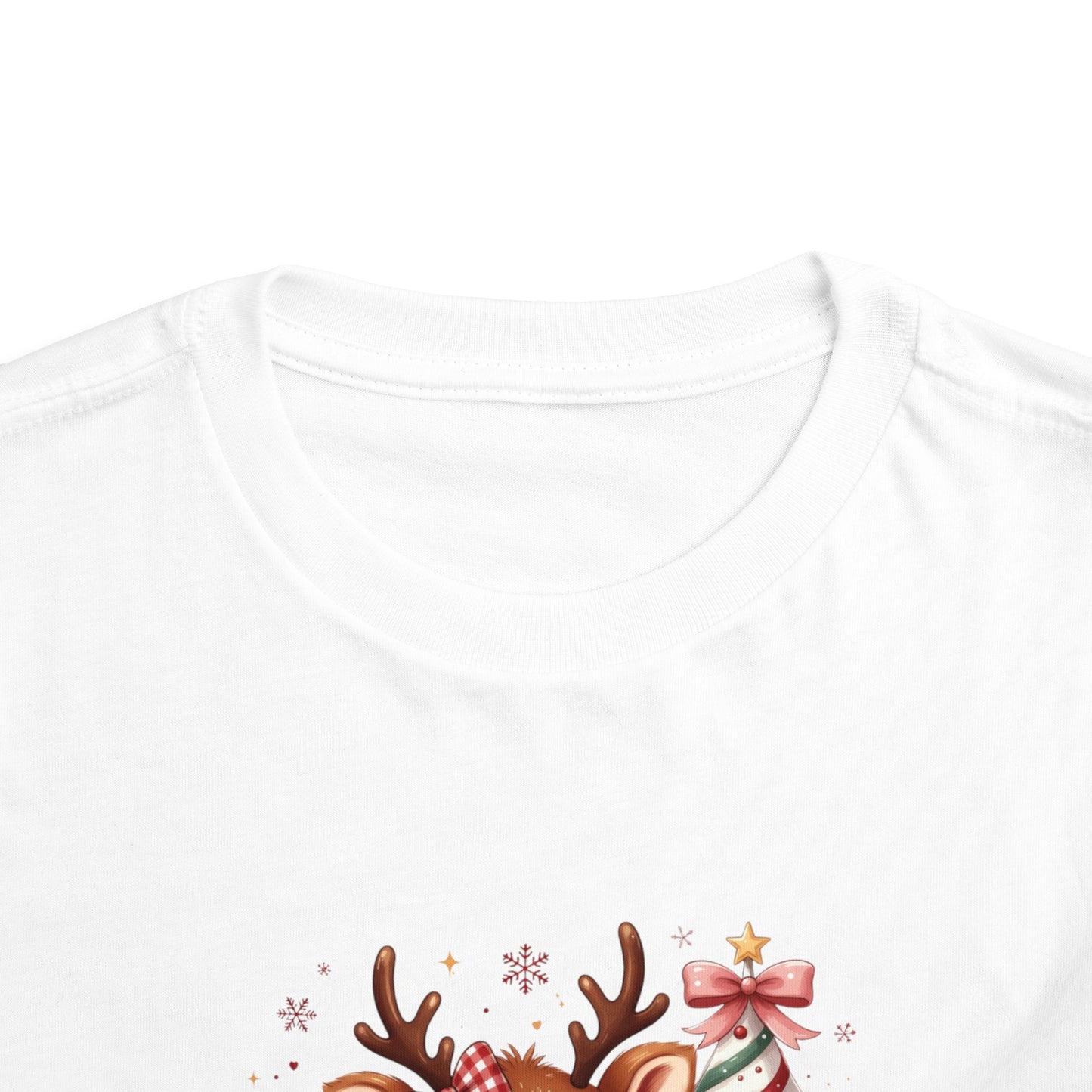 Personalized Toddler Tee - Cute Reindeer Christmas Name Shirt