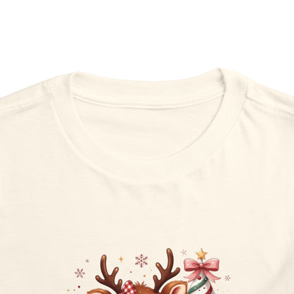 Personalized Toddler Tee - Cute Reindeer Christmas Name Shirt