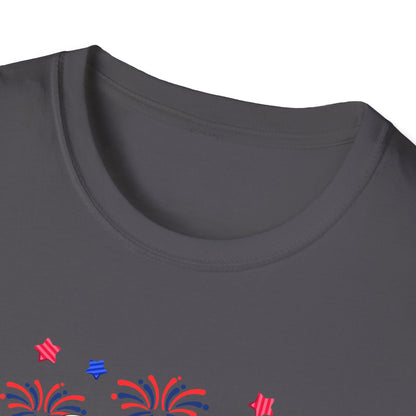 Festive Graphic T-Shirt, Independence Day Shirt, Casual Summer Style, Unisex Tee, Holiday Celebration Wear, Fireworks Design