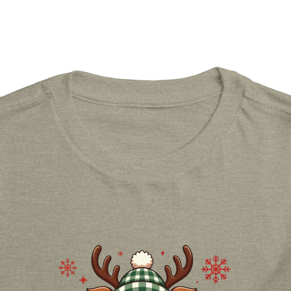 Personalized Toddler Tee — Cute Reindeer Christmas Name Shirt