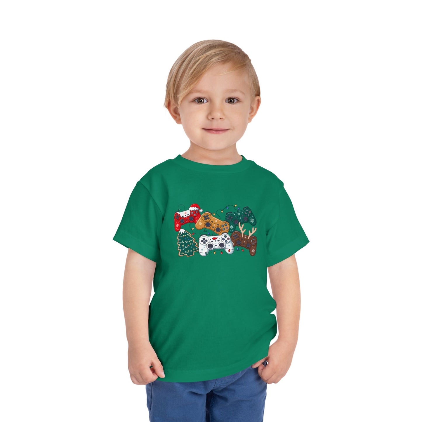 Toddler Tee — Festive Video Game Controllers Christmas Design
