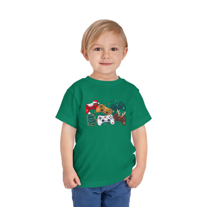 Toddler Tee — Festive Video Game Controllers Christmas Design