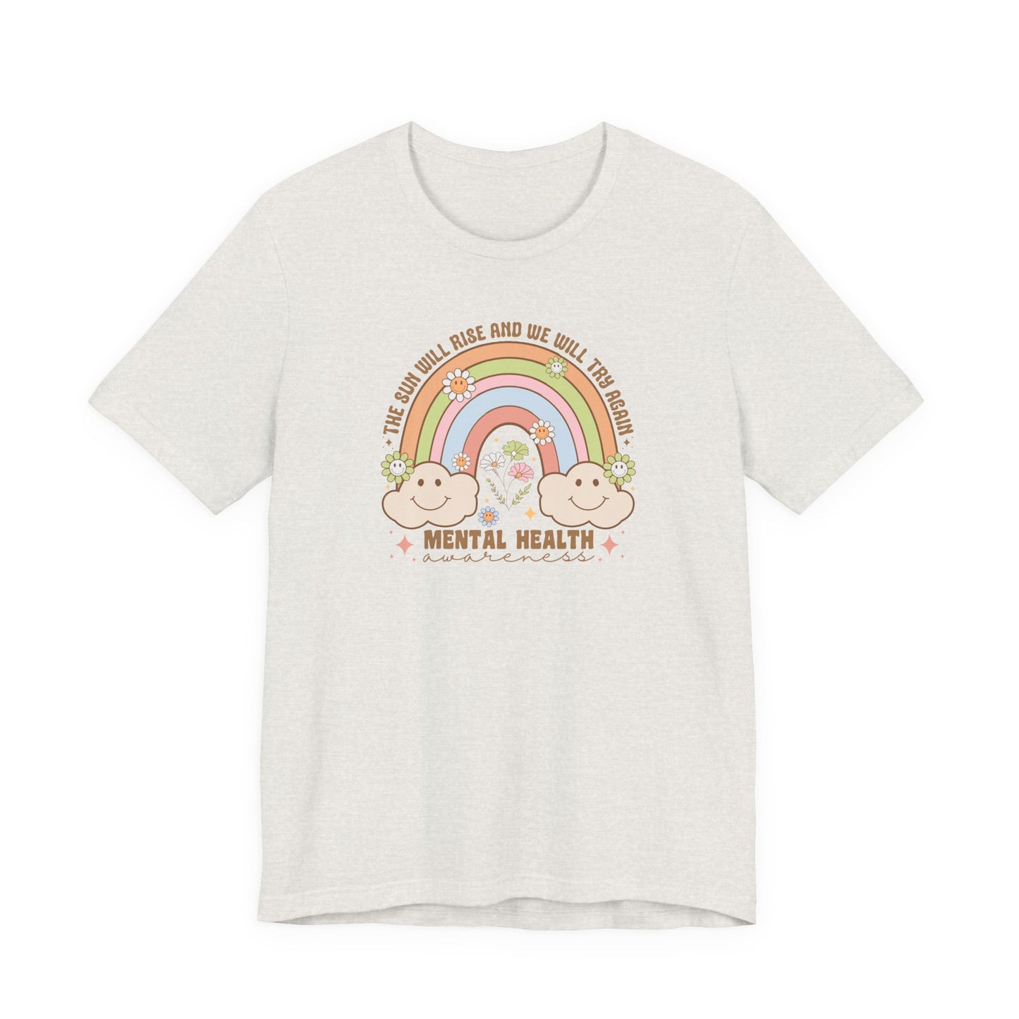 Mental Cloud Tee, Cute Rainbow Graphic Shirt, Comfort for Every Day, Gift for Friends, LGBTQ+ Pride, Self-Care Apparel