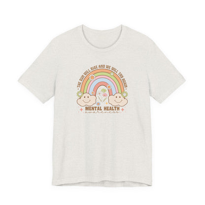 Mental Cloud Tee, Cute Rainbow Graphic Shirt, Comfort for Every Day, Gift for Friends, LGBTQ+ Pride, Self-Care Apparel
