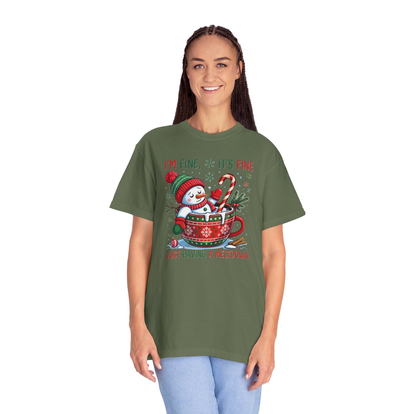 Holiday Snowman T-Shirt — "I'm Fine, It's Fine, Just Having a Meltdown" Christmas Graphic Tee