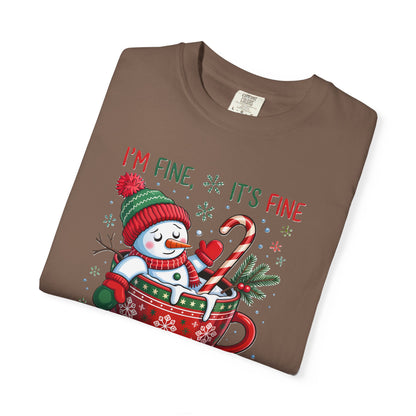 Holiday Snowman T-Shirt — "I'm Fine, It's Fine, Just Having a Meltdown" Christmas Graphic Tee
