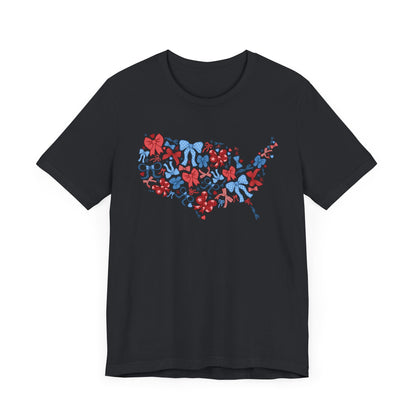 Patriotic Love Tee, Unisex T-shirt for Independence Day, Heart Print Shirt, Gift for Him or Her, Casual Wear, Summer Style
