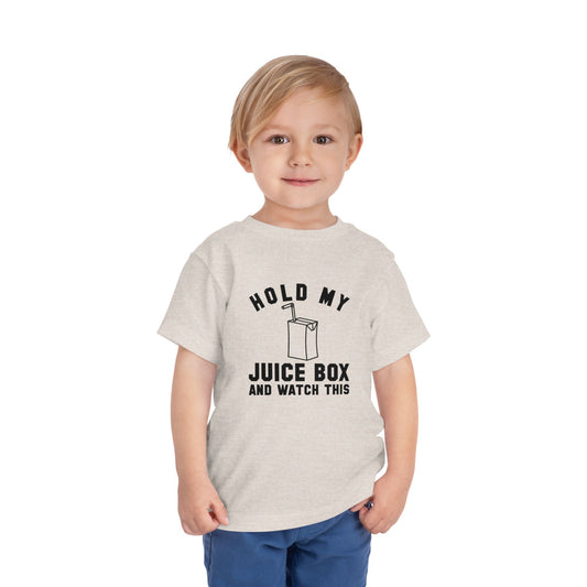 Fun Toddler Tee - "Hold My Juice Box and Watch This" - Perfect for Playdates, Birthdays, Summer Fun, Gift for Kids, Toddler Clothes