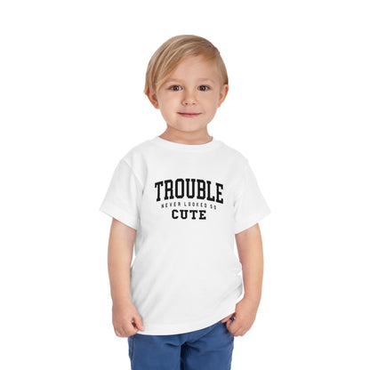 Cute Toddler Tee - "Trouble Never Looked So Cute" - Playful Gift for Kids, Birthday Wear, Baby Shower Present, Humor Tee