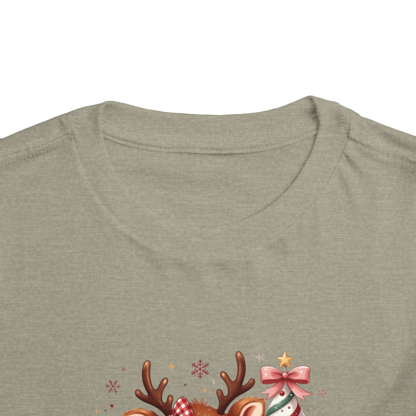 Personalized Toddler Tee - Cute Reindeer Christmas Name Shirt