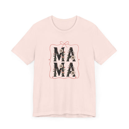 Floral Mama Tee - Perfect Gift for Moms, Mother's Day, Family Gatherings, Casual Wear, Baby Shower